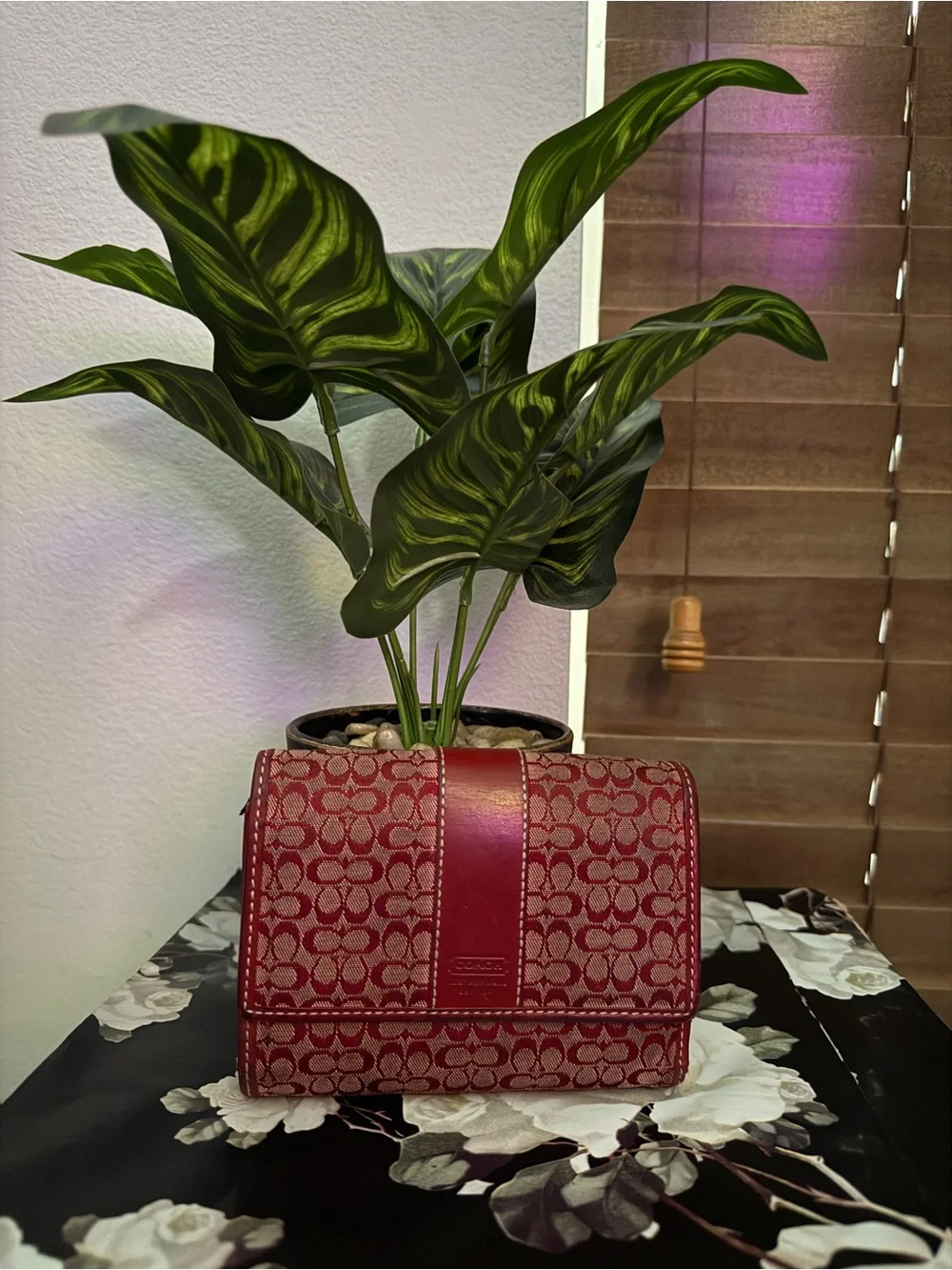 Vintage Coach Signature Canvas Small Shoulder Bag in Red